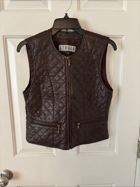 Studio Quilted Leather Vest — Brown with Gold Hardware
